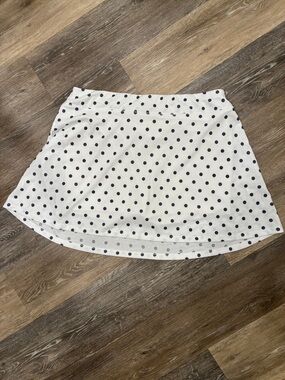 Lands' End White Skirt with Black Polka Dots